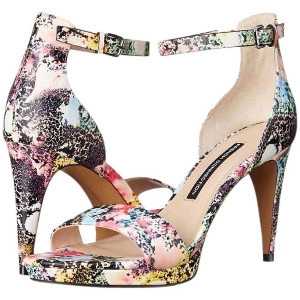French Connection Multi-colored Floral Nata Dress Sandals Sz 10 NEW